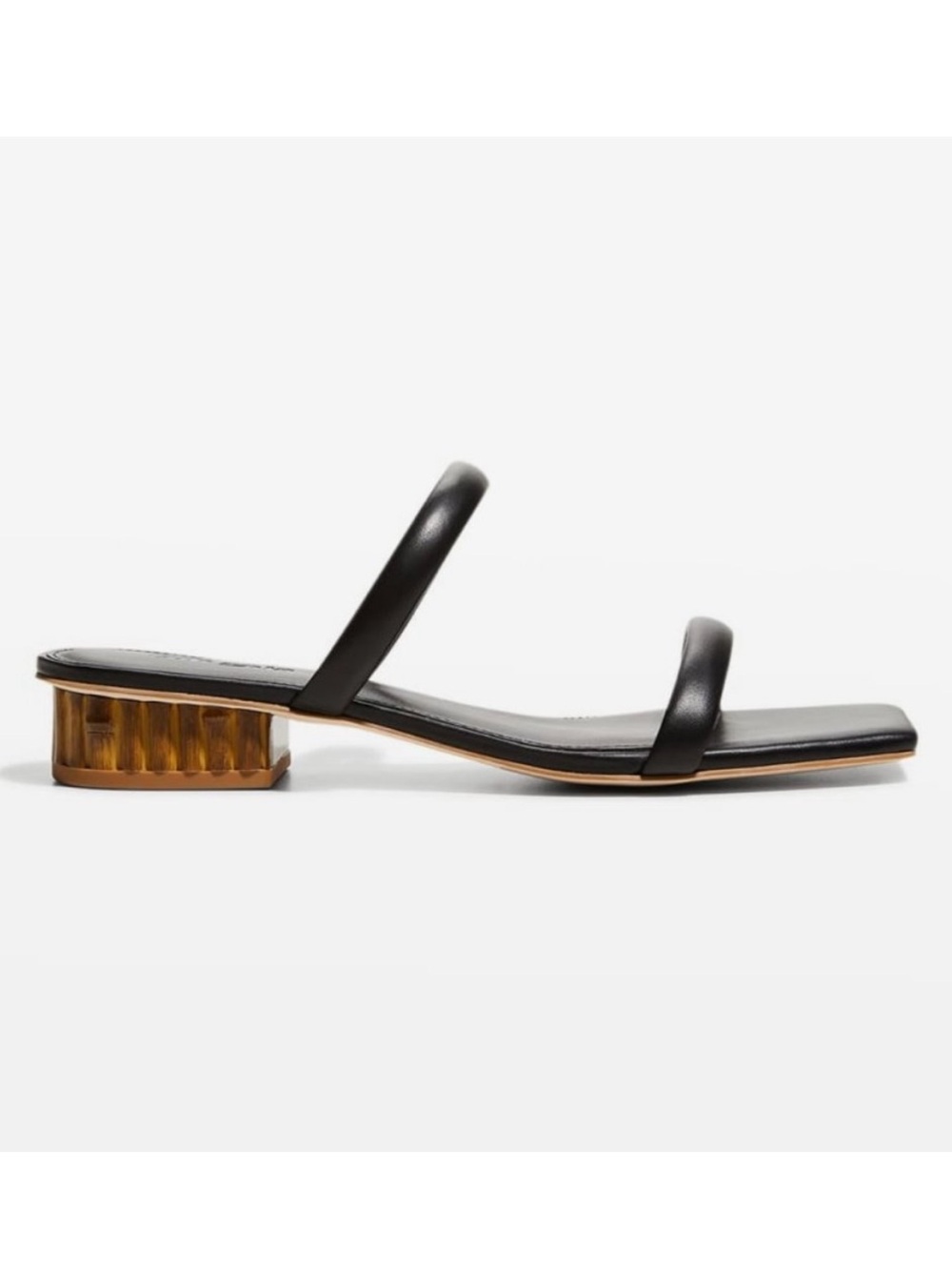 cult gaia Black Strappy Slide Sandals with Amber Block Heel